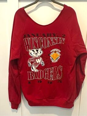 Wisconsin Badgers Red Sweatshirt Vintage Tailgate Size Large